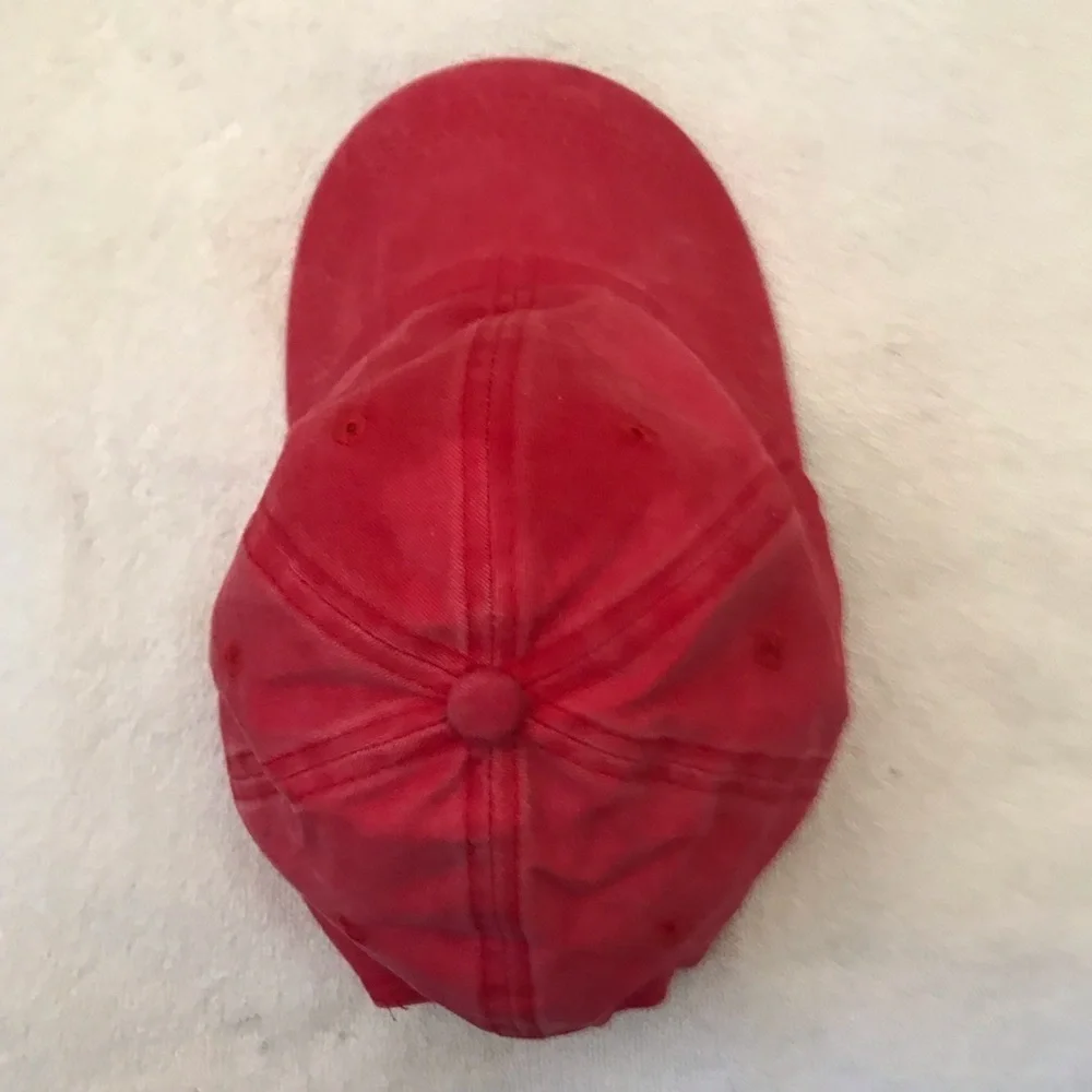 Adult Adjustable Red Cotton Ball Cap